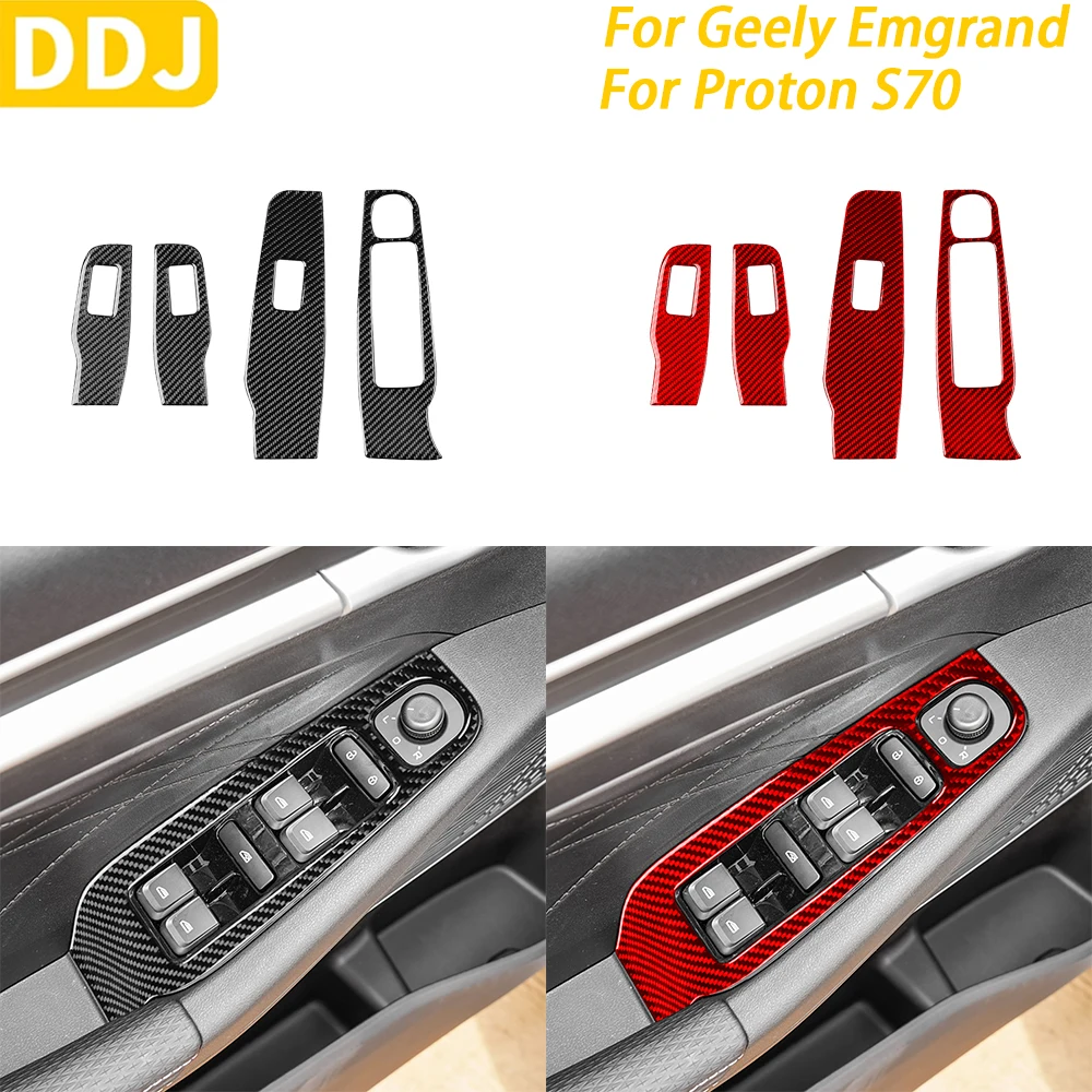 

For Geely Emgrand 2022-2025 For Proton S70 2021-2024 Carbon Fiber Window Lift Switch Panel Trim Cover Car Accessories Sticker