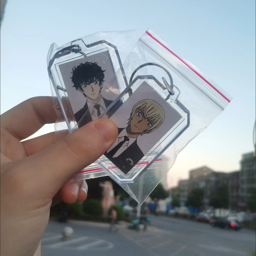 Anime Cartoon Detective Conan Keychain Conan Edogawa Haibara Ai Mouri Ran Cosplay Figures Acrylic Pendant Bag Backpack Key Chain