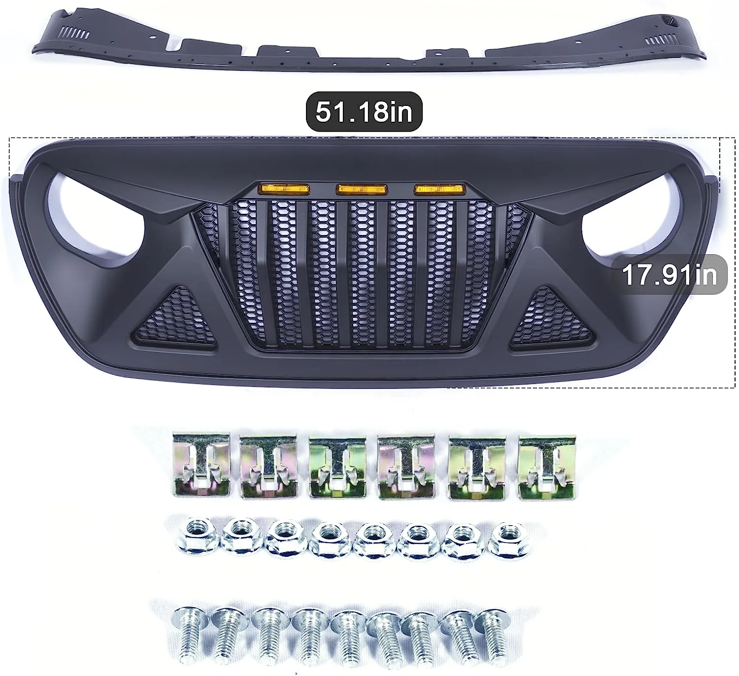 Front Grille Replacement for 2018-2021 Jeep Wrangler JL JLU Unlimited Rubicon Sahara Sport&Gladiator JT