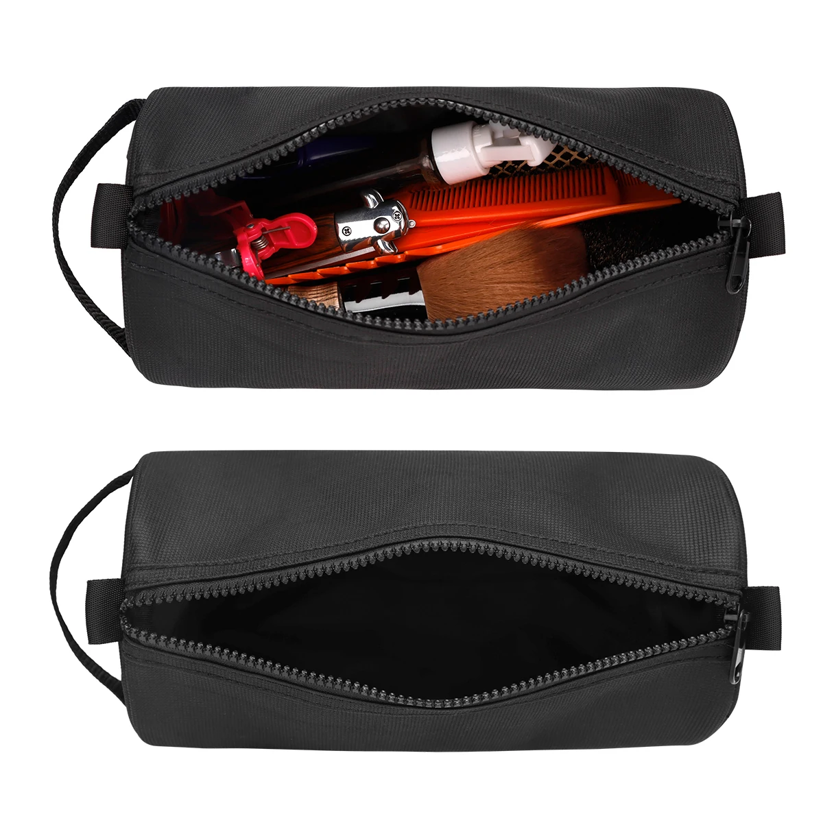 

Professional Barber Scissors Organizer, Multi-Pocket Zipper Cosmetic Bag, Portable Nylon Cylinder Pouch for Salon Storage