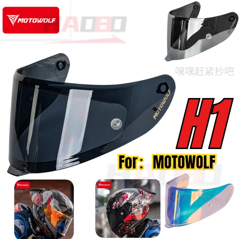 

Motowolf H1 Helmet Special Lenses Big Tail Wing Full Helmet Black Windshield silver Visors Replacement Accessories