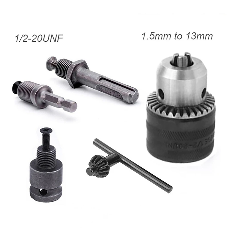 Convertitore da 1.5-13mm 1/2 "-20UNF adattatore per filettatura mandrino per trapano a chiave SDS 1/4" avvitatore a percussione esagonale convertitore mandrino per trapano Adapt