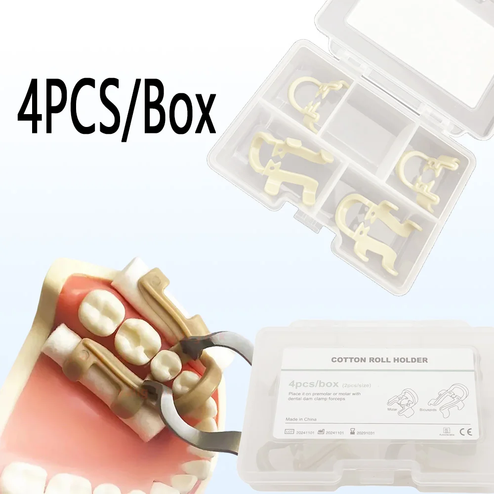

Dental Cotton Roll Holder 4 Pack Resin Hemostatic Clamps for Molar Premolar Root Canal Filling Treatments Dentistry Supplies
