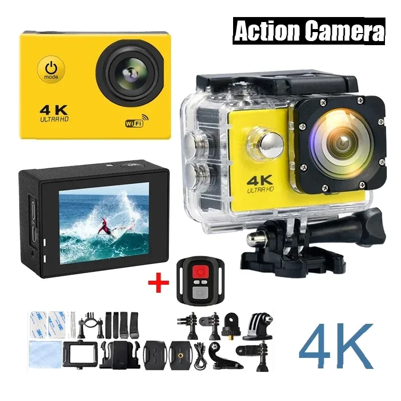 4K Action Camera WiFi Waterproof 170° Wide Angle with 2-Inch Screen for Outdoor Sports Motorcycle Helmet