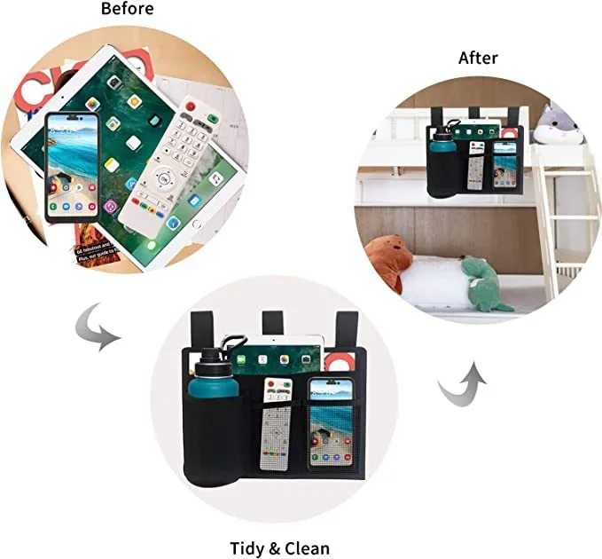 Organizer Multi Pockets Hanging Bag Bed Bedside Organizer Durable Washable Compartment Storage Bag Easy Installation Breathable