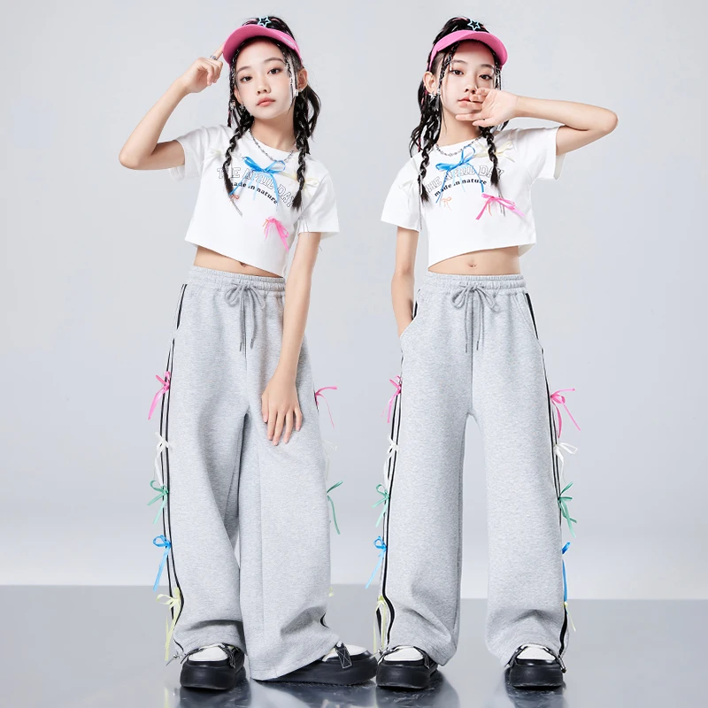 Kids Hip Hop Clothing Sweatshirt Crop Top Tank Streetwear Tactical Cargo Pants Streetwear for Girl Jazz Dance Costume Clothes