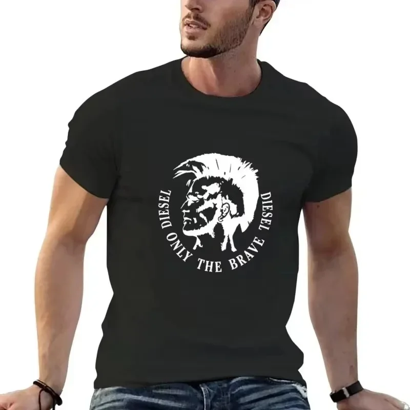 2026 New Fashion Men's Diesel Only The Brave Mohawk Printed T-shirt Retro Punk Streetwear Casual Short Sleeve Tops