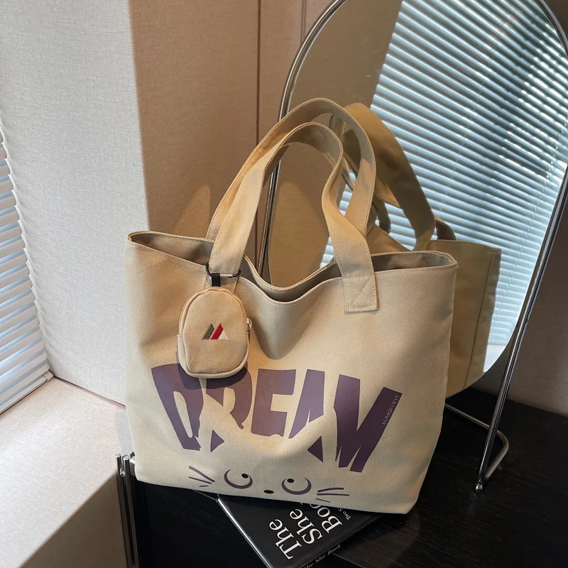 

Дизайнерская парусиновая большая сумка для женщин, большая вместительная школьная сумка для студентов, милая пригородная сумка на плечо, повседневная сумка для ручной клади, высокое качество