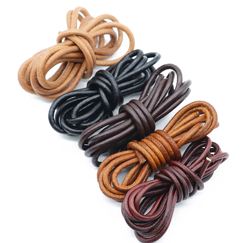 1/2meters Round Genuine Leather Cords Vintage 2/3/4/5/6/8mm Cow Leather Cord Fit Bracelet Necklace DIY Jewelry Making Findings