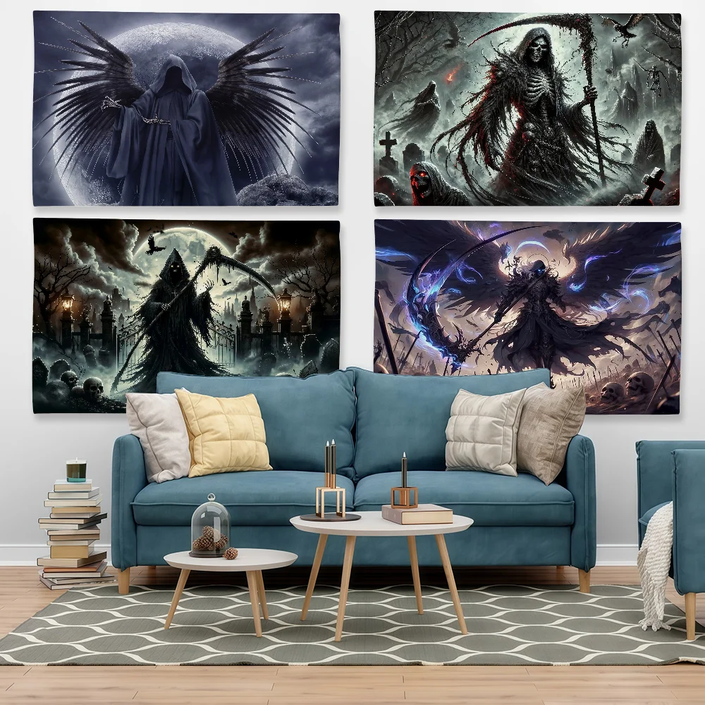 Dark Grim Reaper Flag Tapestry Outdoor Party Bedroom Living Room Dormitory Decorative Themed Wall Hanging Banner Gift