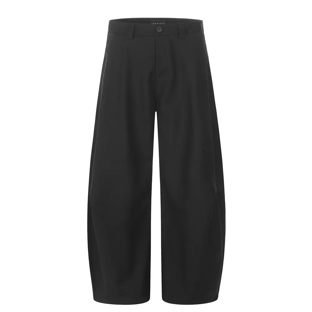 

Men Loose Zipper Fly Pockets Solid Casual SplicedCasual Pants High Waist Wide Leg Pant Ankle Length Trousers 2025 New Autumn