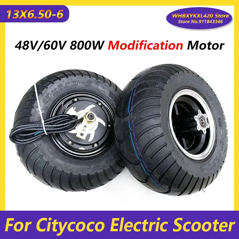 

For Citycoco Electric Scooter 13X6.50-6 Hub Motor Wheel Tubeless Tire Accessories Modification 48V/60V 800W