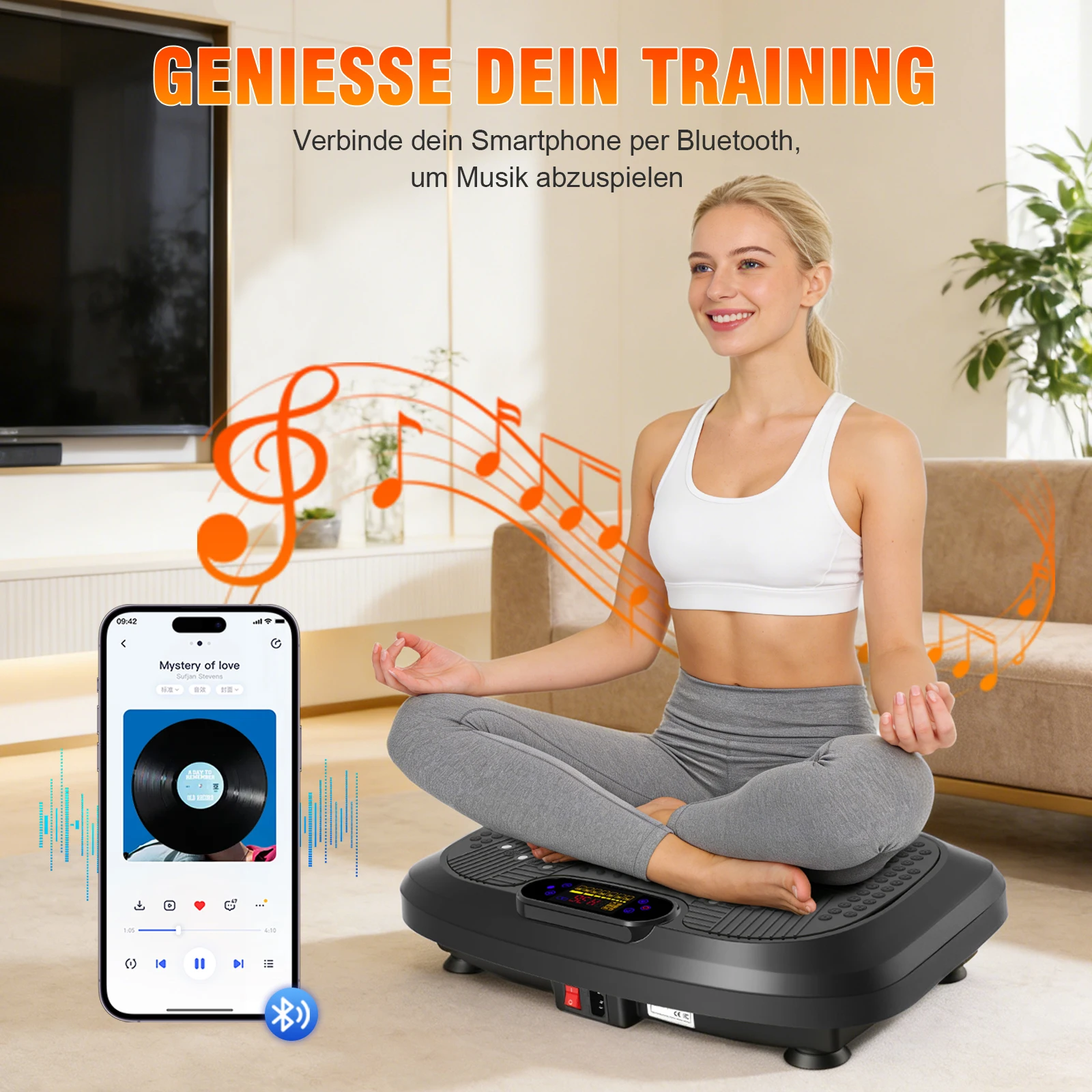 Vibration Plate Exercise Machine Whole Body 200 Speed Levels 10 Preset Programs 450 lbs Weight Capacity with Resistance Bands Remote Control for Weight Loss Toning Body Shaping