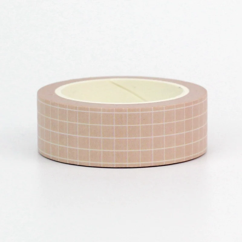 2023 NEW 1PC 10M Decor Cute Light Brown Grid Washi Tape for Planner Scrapbooking Adhesive Stickers Masking Tape Stationery