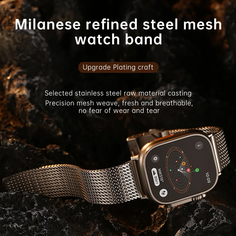 Compatible with Apple Watch Band Series 9, Ultra 2, SE 8 7 6 5 4, Stainless Steel Mesh Watch Bracelet for iWatch Bands 49/45/44