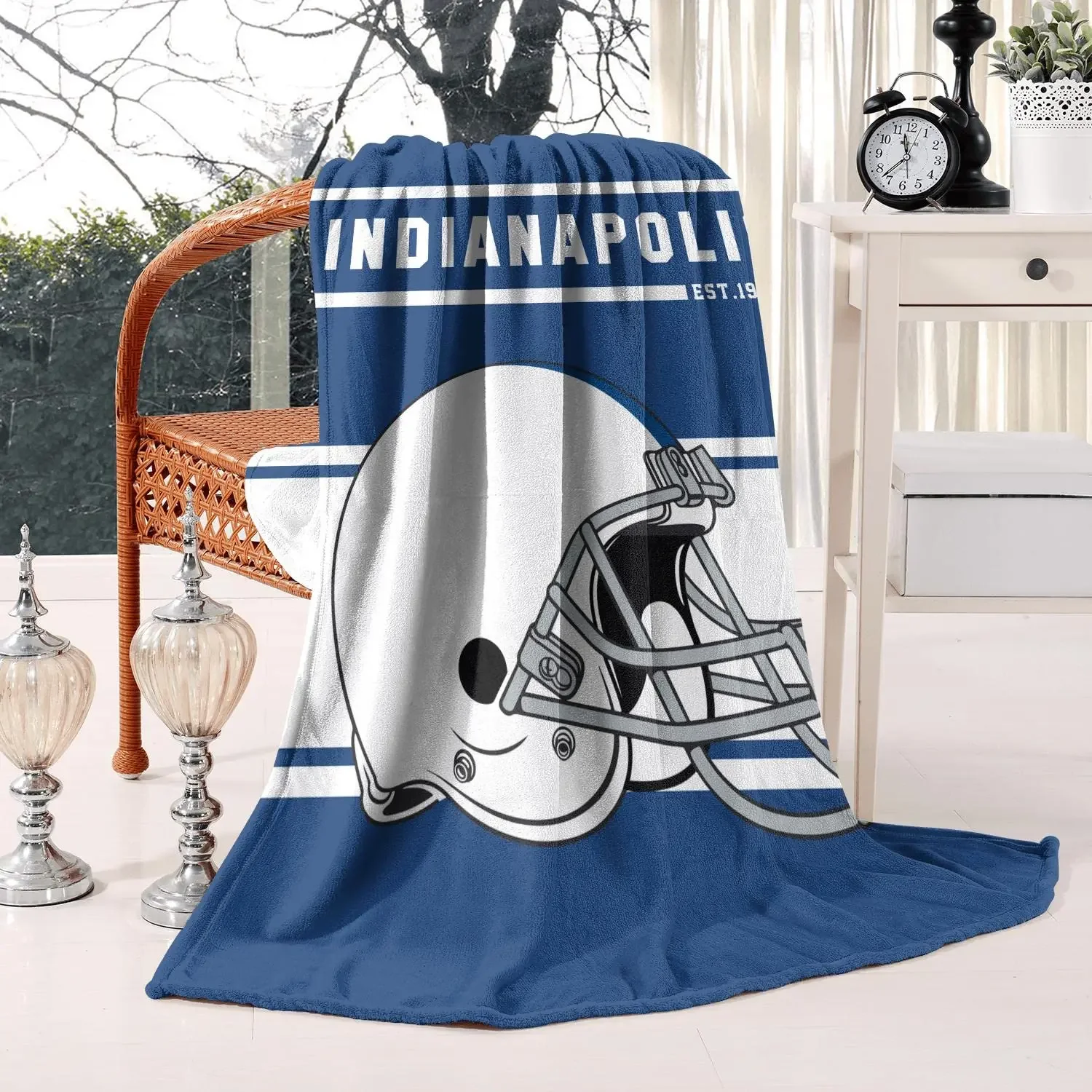 

Football Team Color Travel Blanket Gifts for Men Women, Lightweight Warm Plush Sherpa Flannel Throw Blankets for Sofa Bed Couch
