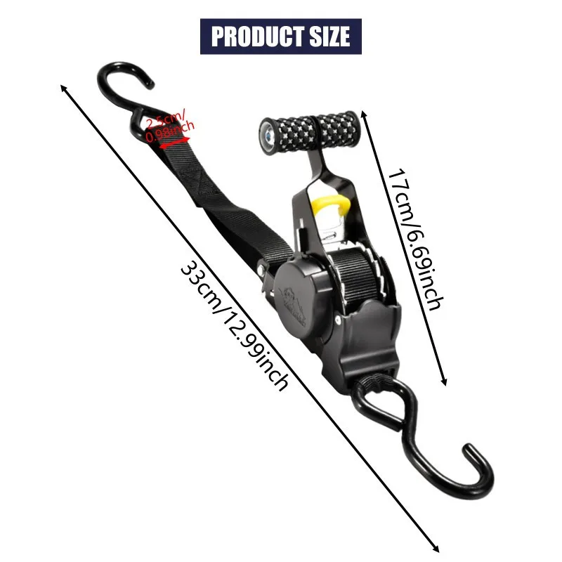 1pc Retractable Ratchet Strap Self Retractable Tie Down