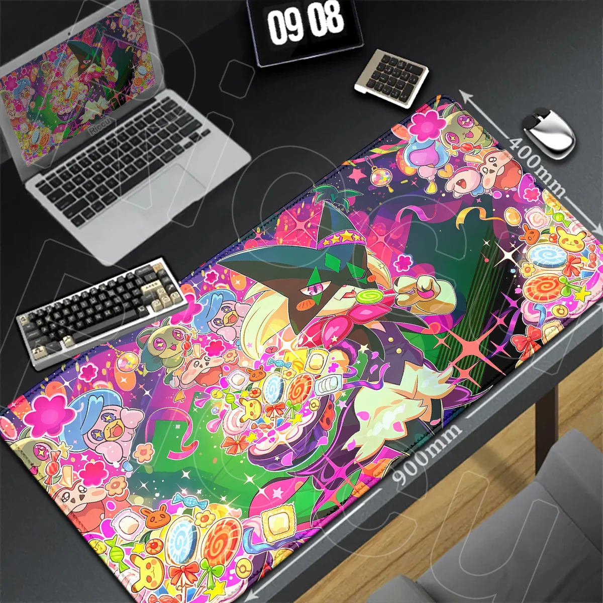 Large Locking Edge Extended Desktop Keyboard Mats Anime Pokemon Cute Meowscarada Mouse Pad XXL Gaming Office Speed Rubber Carpet