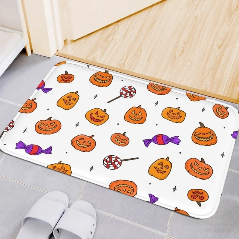 Newest Got Treats Witch Hat Dog Pumpkin Print Black Halloween Doormat Non Slip Washable Front Entrance Floor Rug
