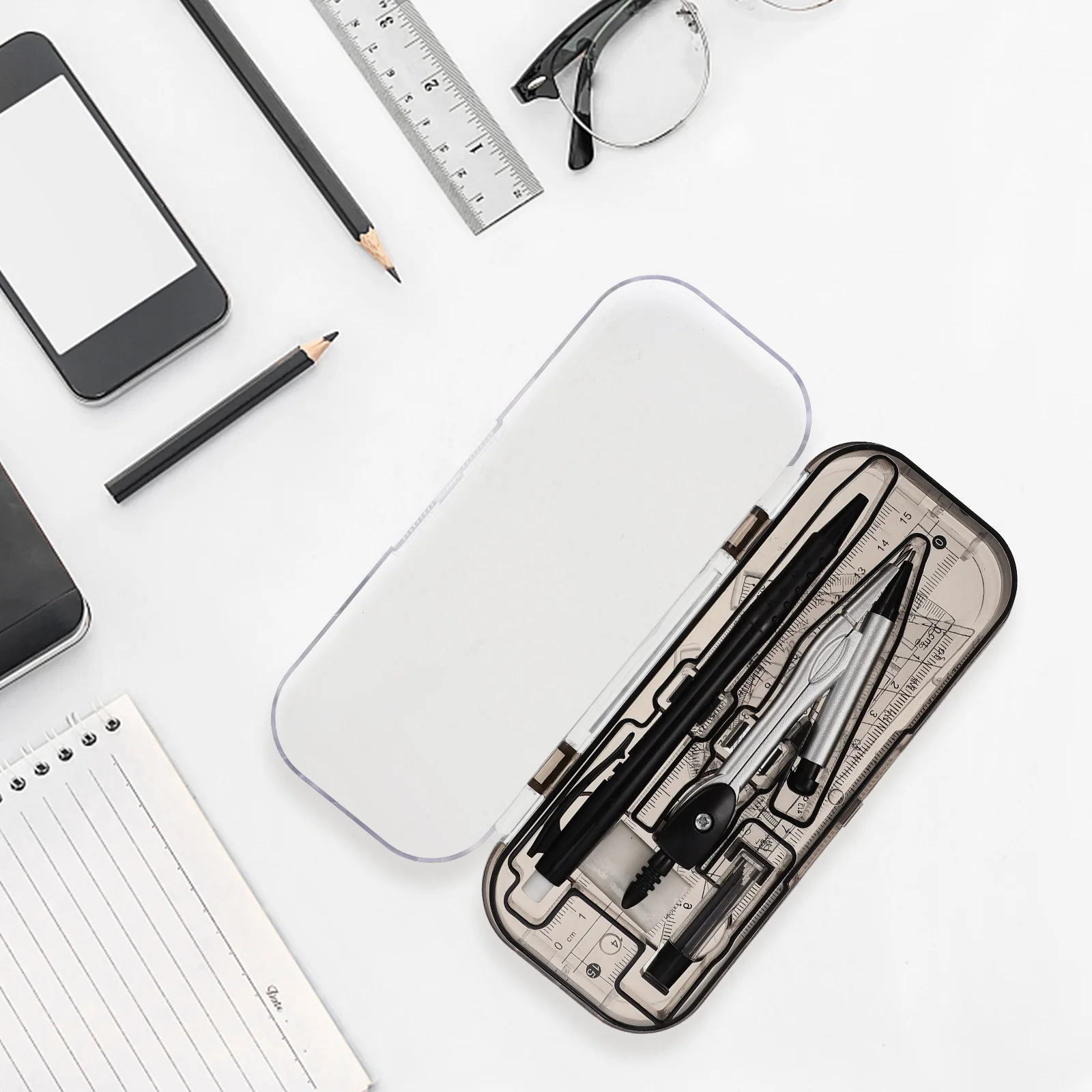 1 مجموعة مقياس واضح رسم البوصلة أدوات حاكم أدوات قياس للهندسة المعمارية مدرسة الفن تصميم صياغة أداة