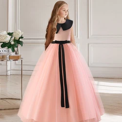 Flower Long Prom Gowns Teenagers Dresses For Girl Children Party Clothing Kids Evening Formal Bridesmaid Wedding 13 14 Vestidos