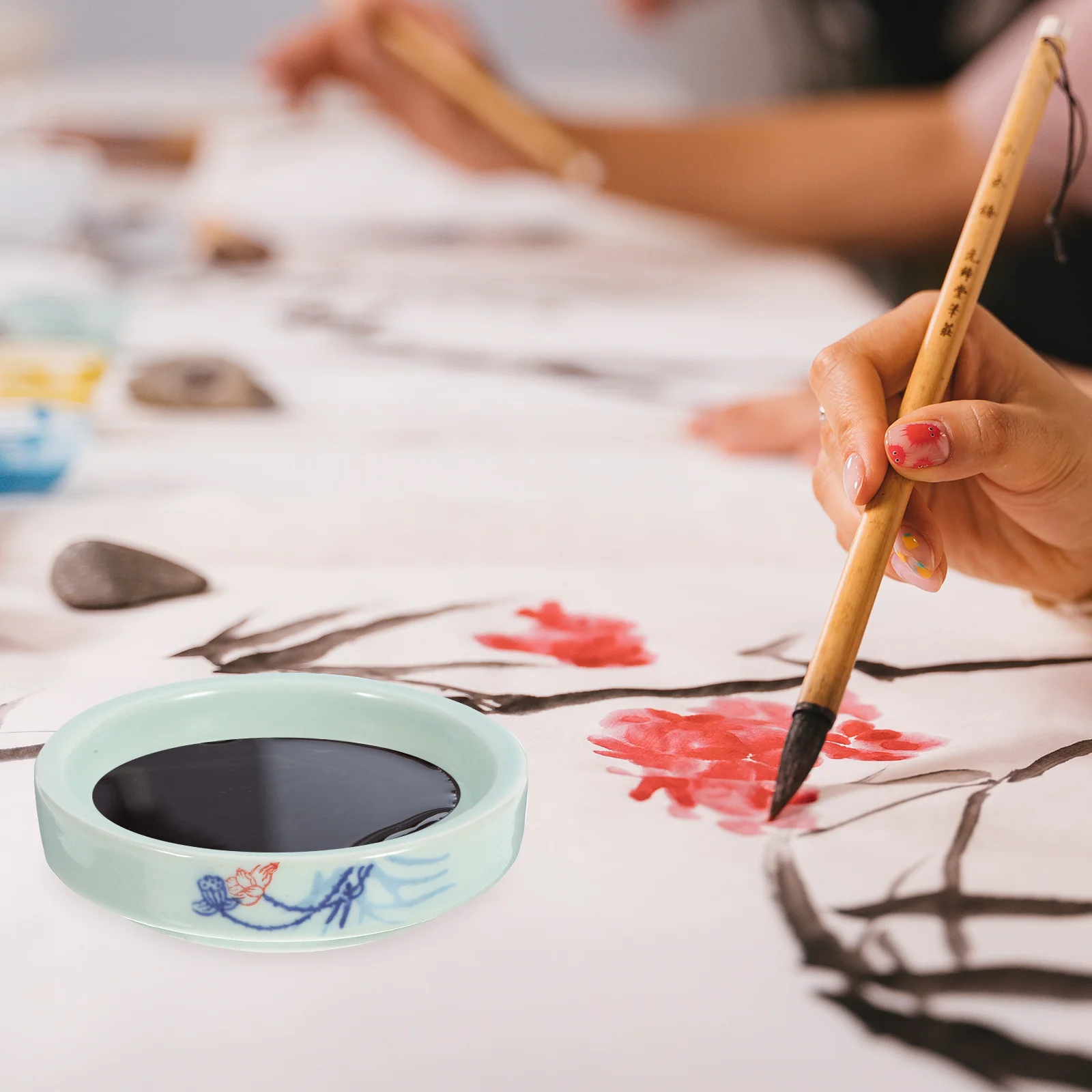 

1Set Ceramic Paint Durable Watercolor Mixing Trays Practical Color Pallets for Artists Students Beginners