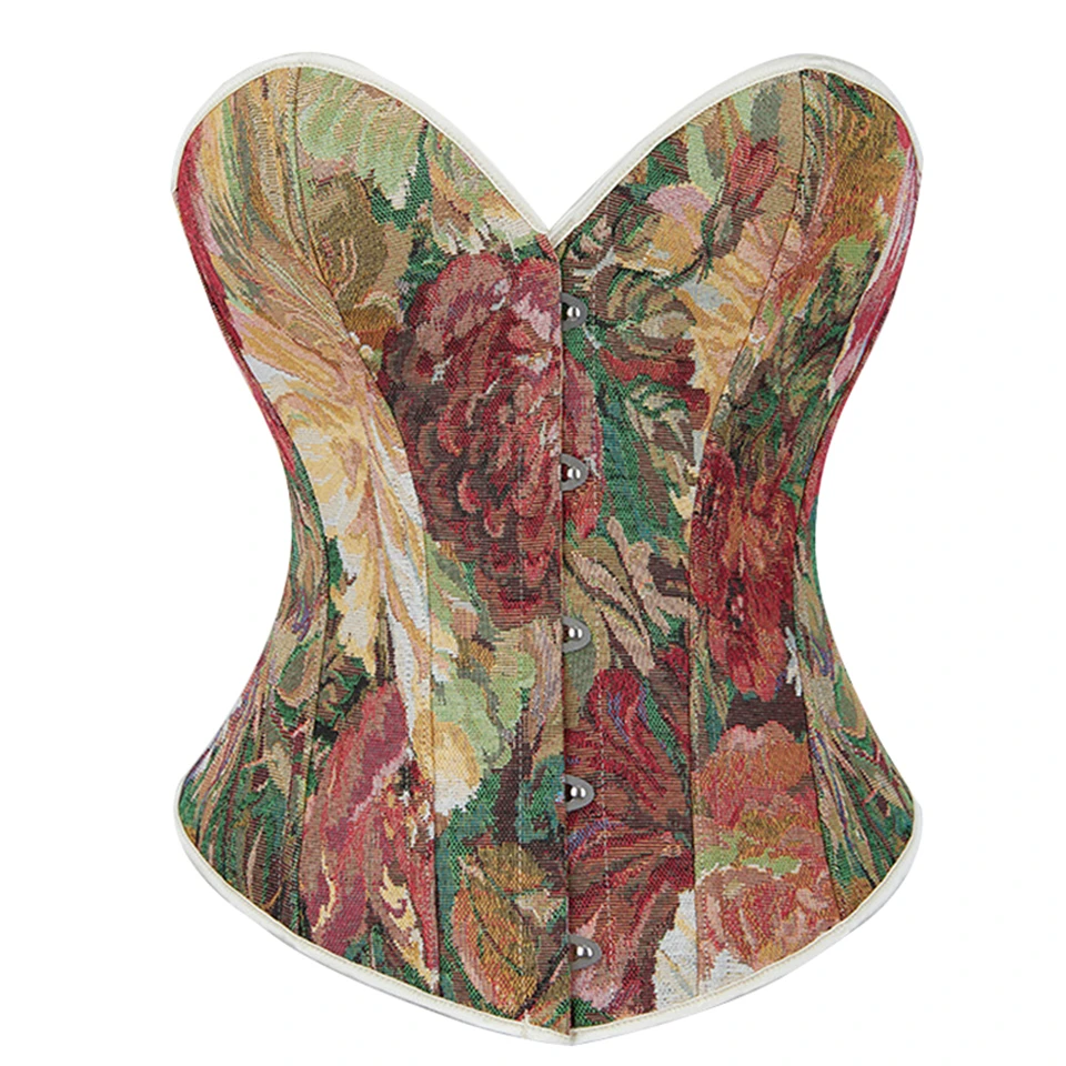 Becirzet Vintage Korsett Taillenformer Shapewear Mehrfarbige Blumen Bustier Top Schnürung Schlankmachende Damenbekleidung – Detail 27