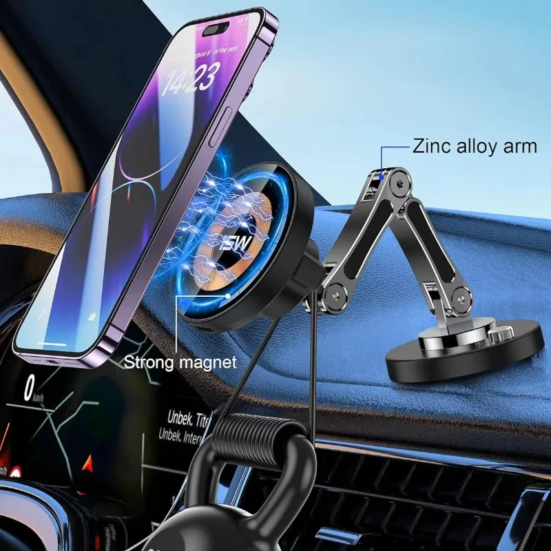 

Magnetic Car Mount Charger Dashboard Magnetic Wireless Car Phone Holder Mount for iPhone 15/14/13/12 Mini Pro Max