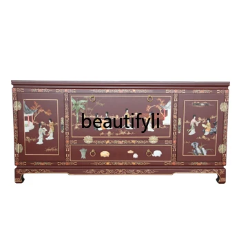 

New Chinese furniture bone stone inlaid storage TV cabinet decorative cabinet