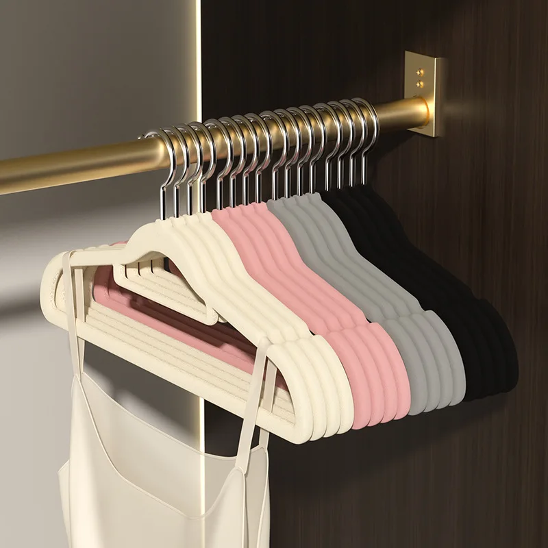 10Pcs Velvet Non-Slip Hangers Non-Trace Flocking Rack Space Saving Hangers Space Saving Clothes Hanger Set closet organizer