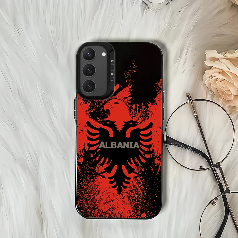 Albania flag For Samsung Galaxy A52 A324G S23 S22 S24 Ultra Black White Shockproof Cover Laser IMD Phone Case