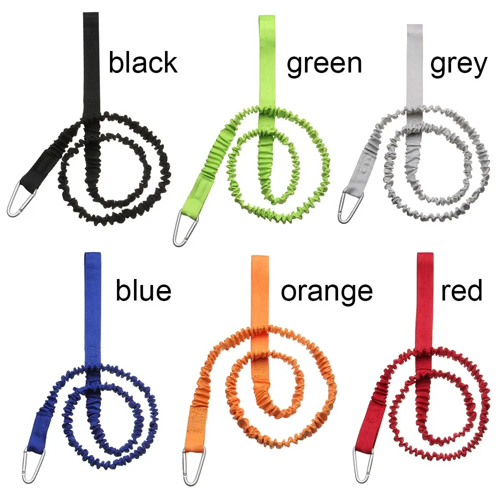 Adjustable Elastic Kayak Canoe Paddle Leash Fishing Rod Leash Safety Rope Carabiner Rowing Boats Accessories