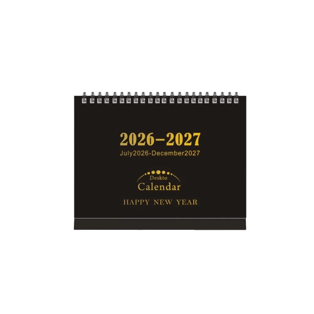 Twin Wire Binding 2026-2027 Desk Calendar Standing Flip Design Minimalist Style Standing Flip Calendar Ample Writing Space