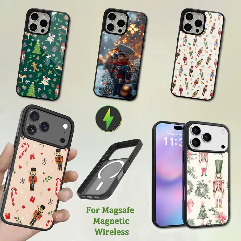 

Christmas Art Nutcracker Case For iPhone 13,15,17,14,Pro,Max,For Magsafe,Plus,12,11,16,Mini,Magnetic Wireless Charging