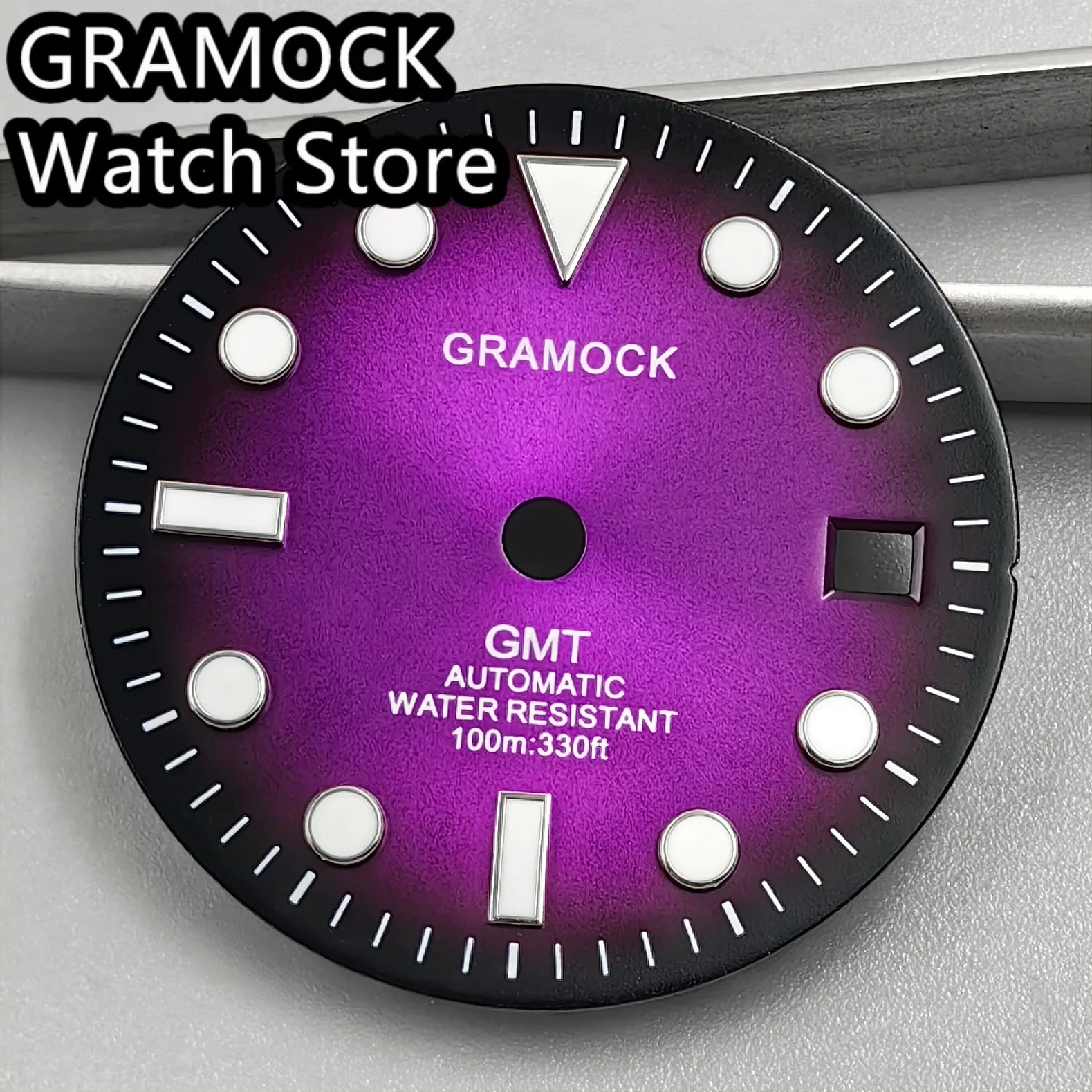 Sterile 29mm Sunberts Gradient Purple Dial With 4 Hands Set Suitable For Mingzhu DG3804 NH34A 4R34 GMT Movement Diver Watch Face