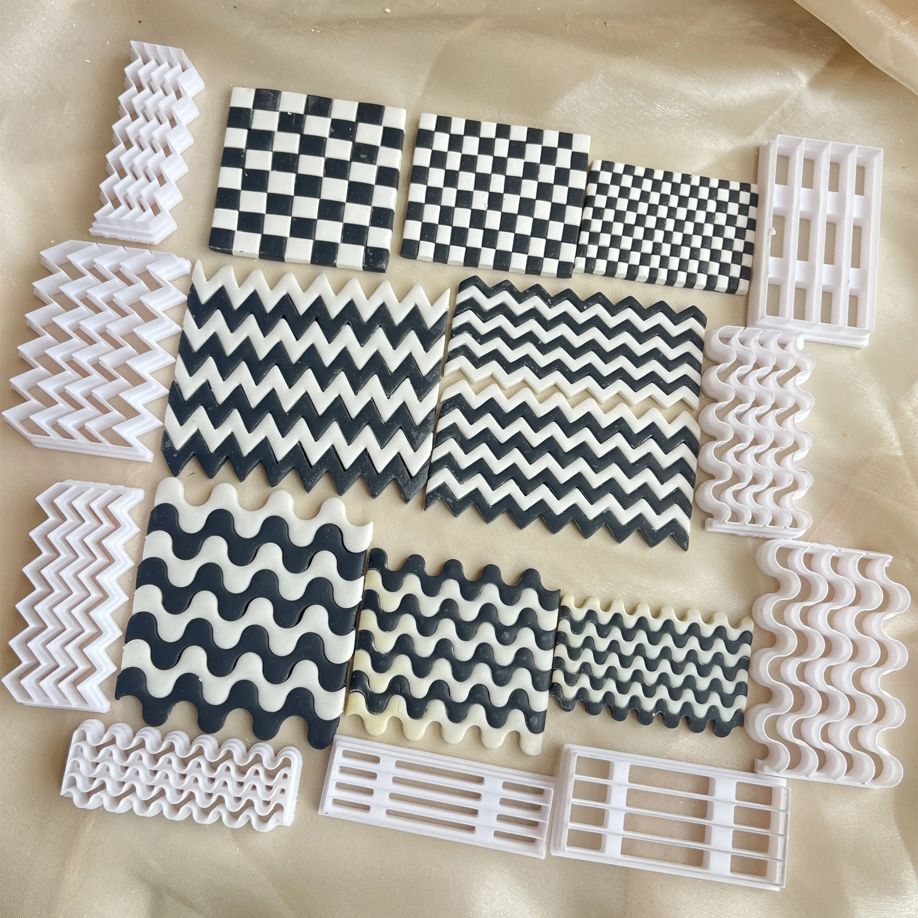 Checkerboard Polymer Clay Molds Clay Strip Cutter DIY Ceramics Earrings Jewelry Pressed Lines Pottery Tools