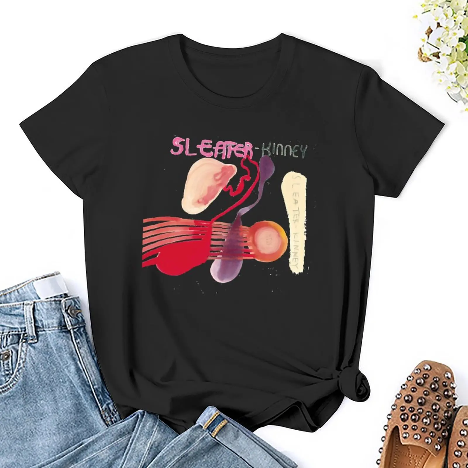 Sleater Kinney t-shirt grafica anime vestiti coreano moda manica corta t-shirt nere per le donne