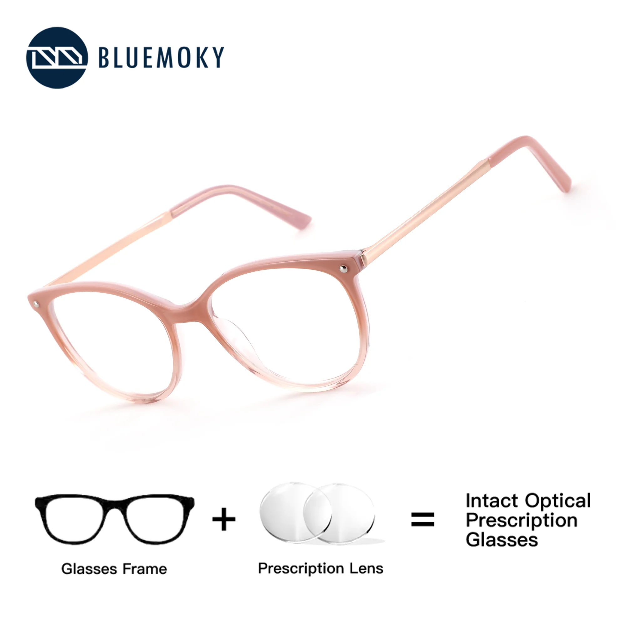 

BLUEMOKY (M) Butterfly Acetate Prescription Glasses, Women's Progressive Correction Optical Reading Eyeglasses Anti Blue Light