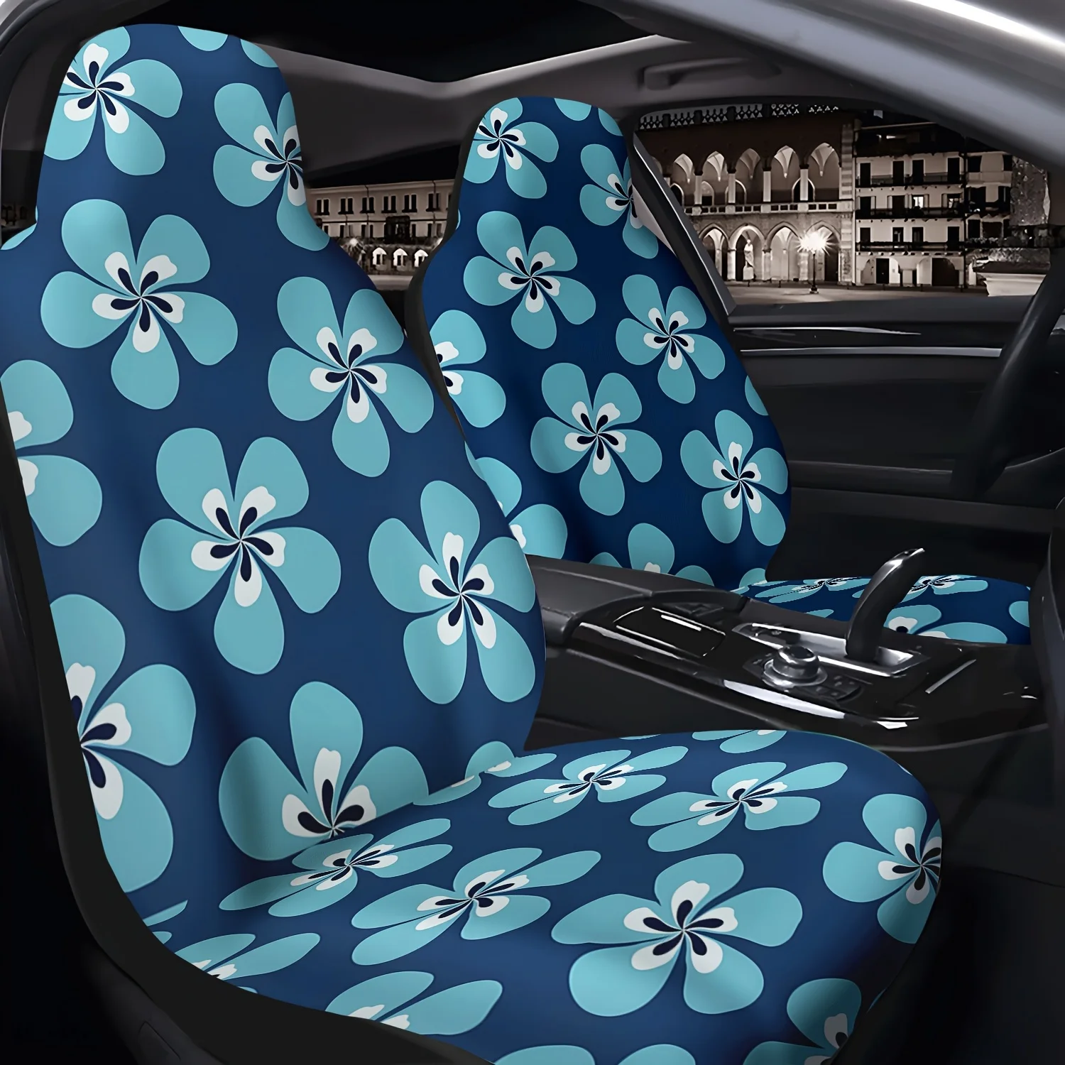Set Of 2 Fresh Floral Pattern Car Seat Covers, Cute Interior Seat Additions For Front Seat Protection, Suitable For Cars, Trucks