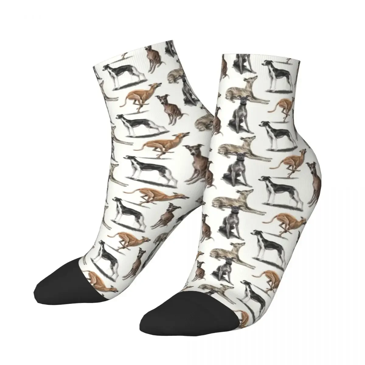 Fashion Printed The Whippet Socks for Women Men Stretchy Summer Autumn Winter Greyhound Sighthound Dog Crew Socks