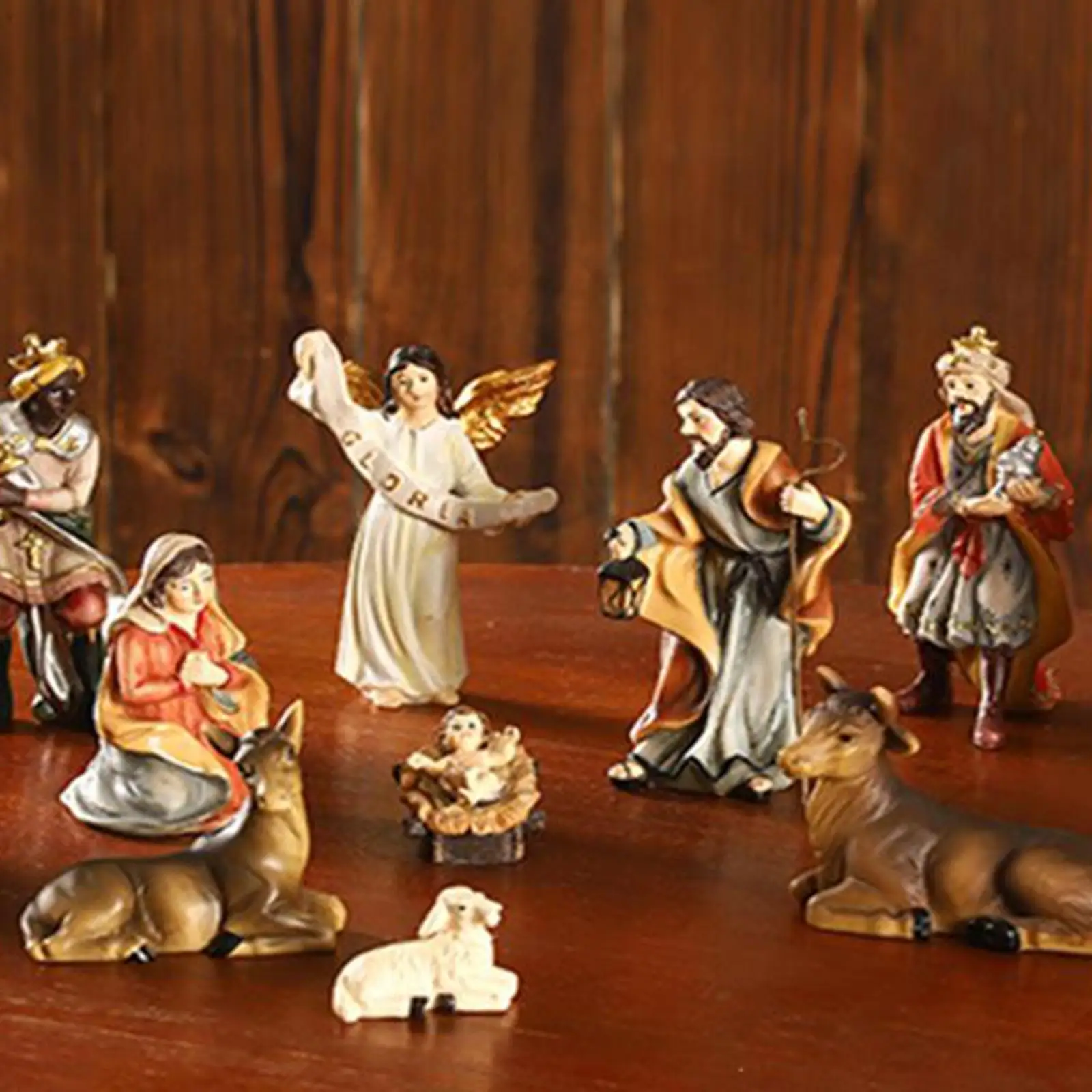 11 Pieces Christmas Figurine Set Tabletop Nativity Scene Ornament Xmas Decor