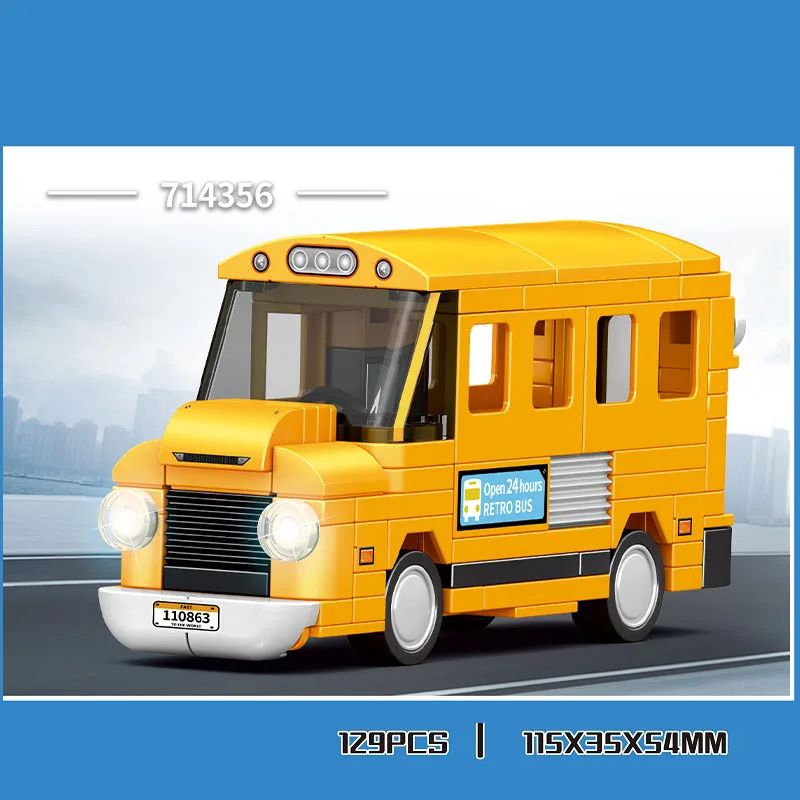 Idea Speed Building Block Little City Vehicle Hongkong London School Bus Tram Model Construction Brick Toys For Children Gifts