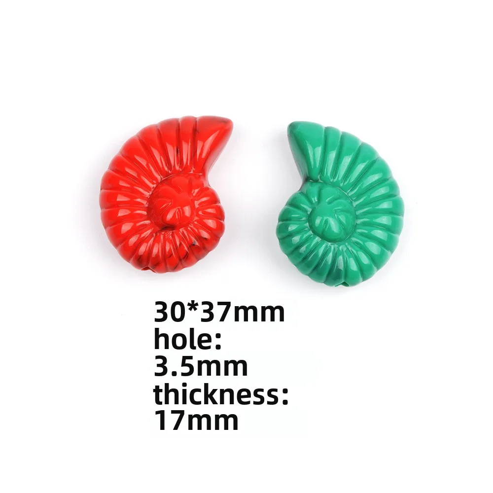 3 Pieces 30*37mm Simulated Acrylic Conch Shell Horizontal Hole Bead DIY Makes Fashionable Jewelry Clothing Accessories Materials