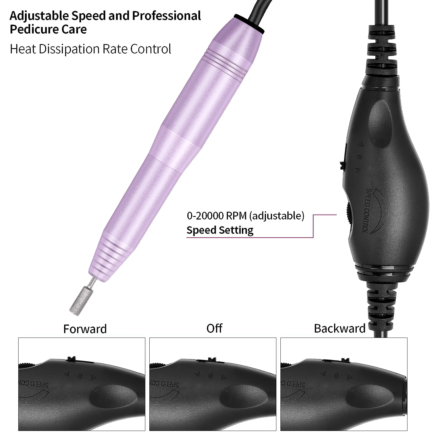Yikoolin elétrica broca do prego para unhas do gel acrílico portátil elétrica máquina de arquivo de unhas manicure pedicure ferramenta mini broca do prego