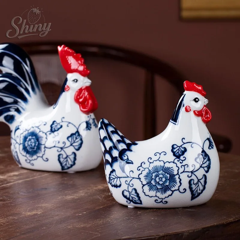 Chinese New Year Rooster Ceramic Figurine - New Chinese Style Prosperity Home Living Room Decorative Item