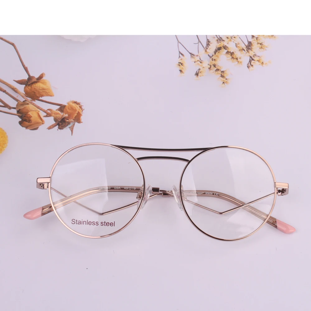 

Unisex Retro Round glasses women Geometric Z-Shaped Thin Wire Metal Eyeglasses Ultra Lightweight gafas for Men, Hipster Vintage