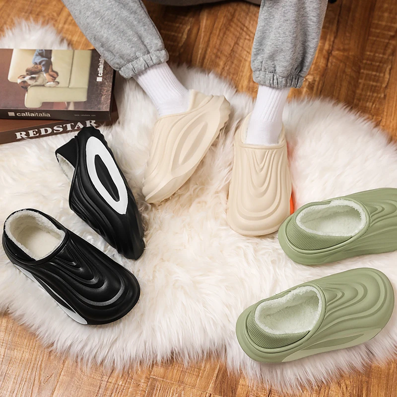 YRZL Zapatillas de invierno para hombre, zapatos cálidos para casa, térmicos, antideslizantes, cómodos, forro peludo, antideslizantes para interiores y exteriores, para invierno