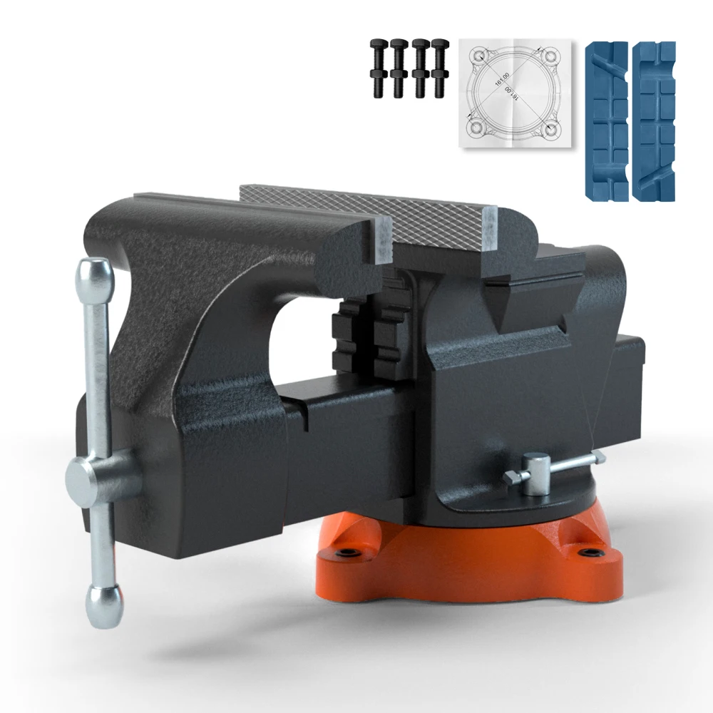 Heavy Duty Ductile Iron 6 Bench Vise with Anvil 360° Swivel Locking Base Hand Tools Pliers