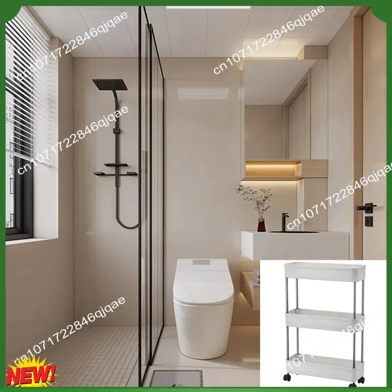 

A48I 3 Tier Wheel Trolley Slim Storage For Office Bathroom Kitchen Laundry Room Narrow Space