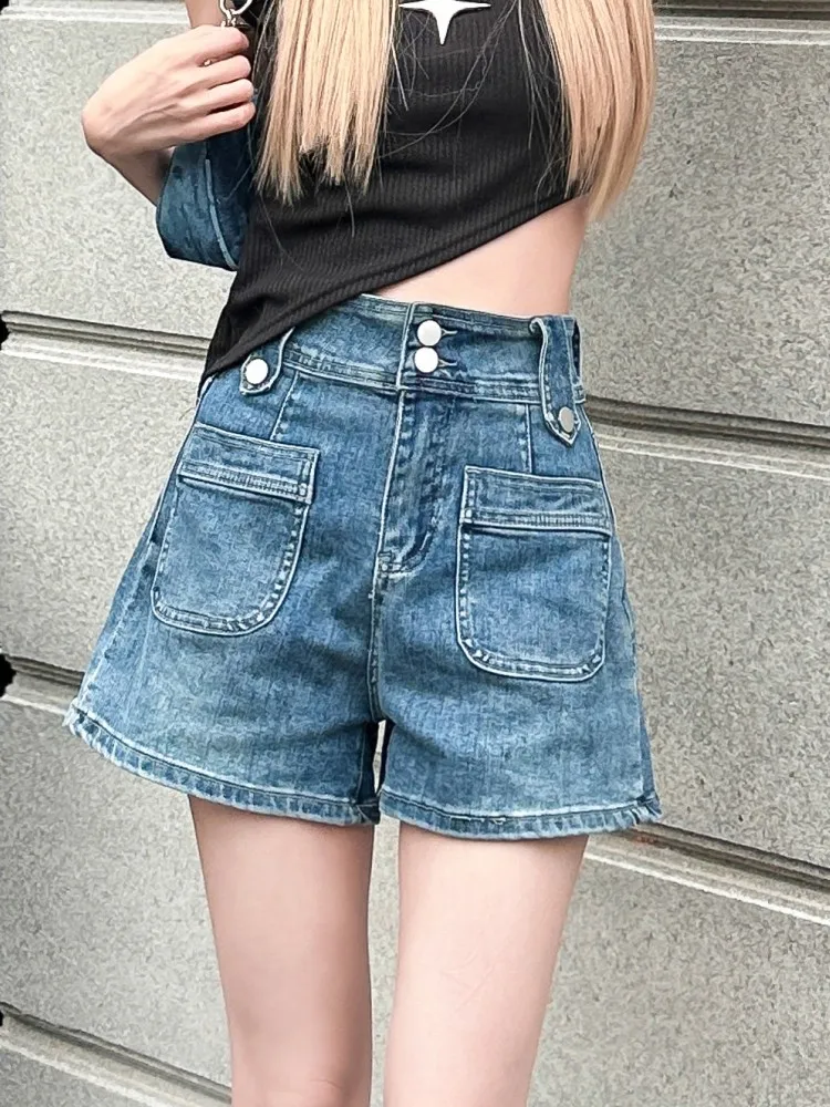 

GUUZYUVIZ Jean Shorts Women Summer High Waist Casual Cotton Denim Black Shorts Jeans